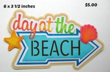 A DAY AT BEACH TITLE summer boy girl scrapbook premade paper piecing by Rhonda