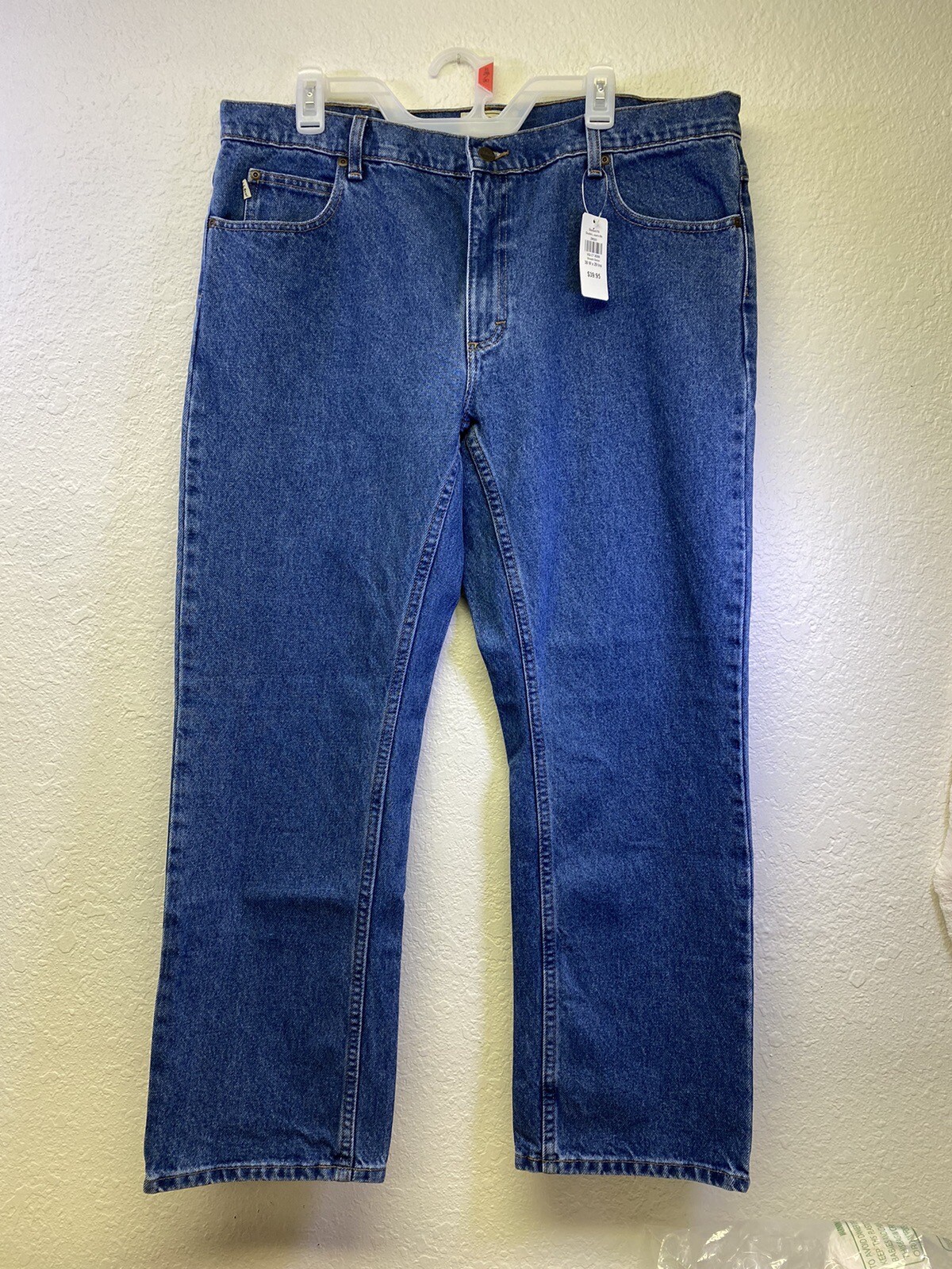 LL BEAN Men's Stone Wash Standard Fit Double L Denim Blue Jeans 38 x 29