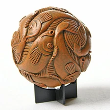 M.C. Escher Sphere Fish Tessellation Round Resin Sculpture 3 Inch