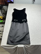 VTG Jessica McClintock Bridal Black Velvet/Satin Bow Dress 6 Y2K