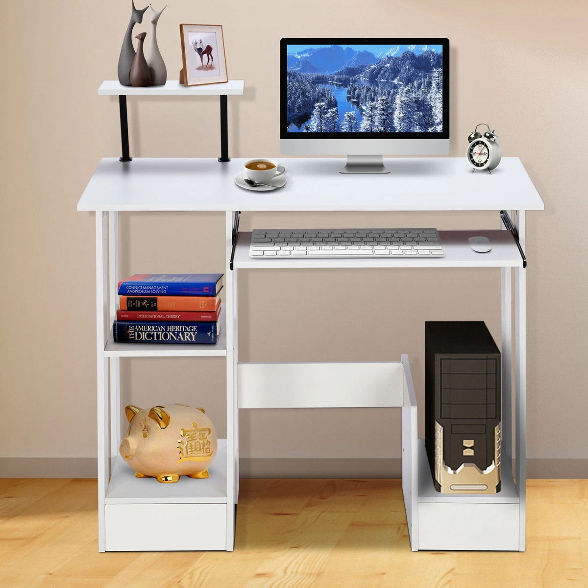 Computer Desk Laptop Pc Study Table Office Desk Home Furniture Workstation  Shelf