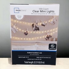 Mainstays 100 Count Clear Mini 22 Foot String Lights Indoor Outdoor White Wire