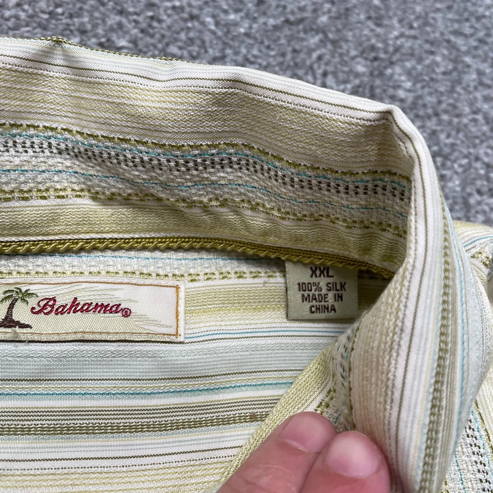 Tommy Bahama Shirt XXL 2XL Multicolor Striped Silk Relaxed Fit Short Sleeve Mens - Image 4 of 4