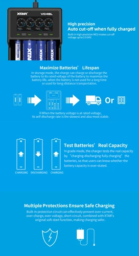 XTAR VC4SL 4-Bay Smart Battery Charger - Black - Picture 4 of 4