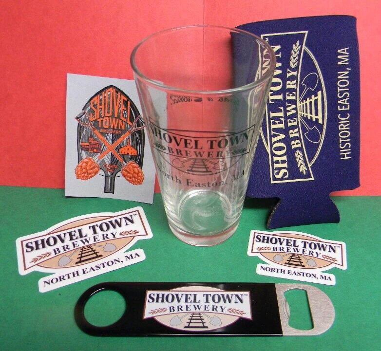 SHOVEL TOWN BEER BREWERY NORTH EASTON MASSACHUSETTS PINT GLASS BOTTLE OPENER LOT