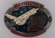 VINTAGE 1986 Challenger Space Shuttle Commemorative Belt Buckle Made in USA NASA