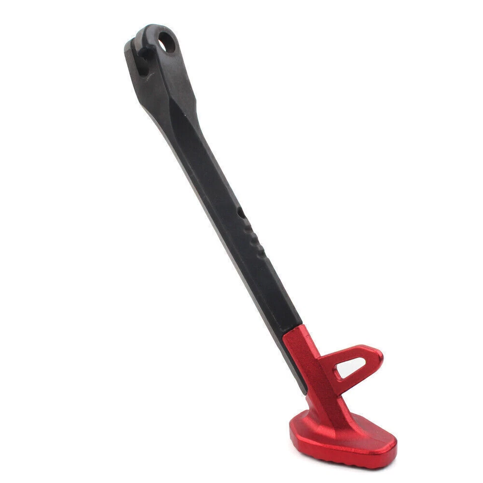 Soporte de pata de cabra con soporte lateral individual para motocicleta negro + rojo 250 mm universal Foto 3 de 4