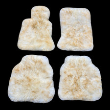Bespoke Car Floor Mats Genuine Sheepskin Extra Plush Fits Bentley White w Tan