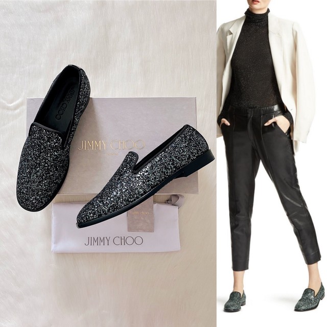 jimmy choo glitter loafers