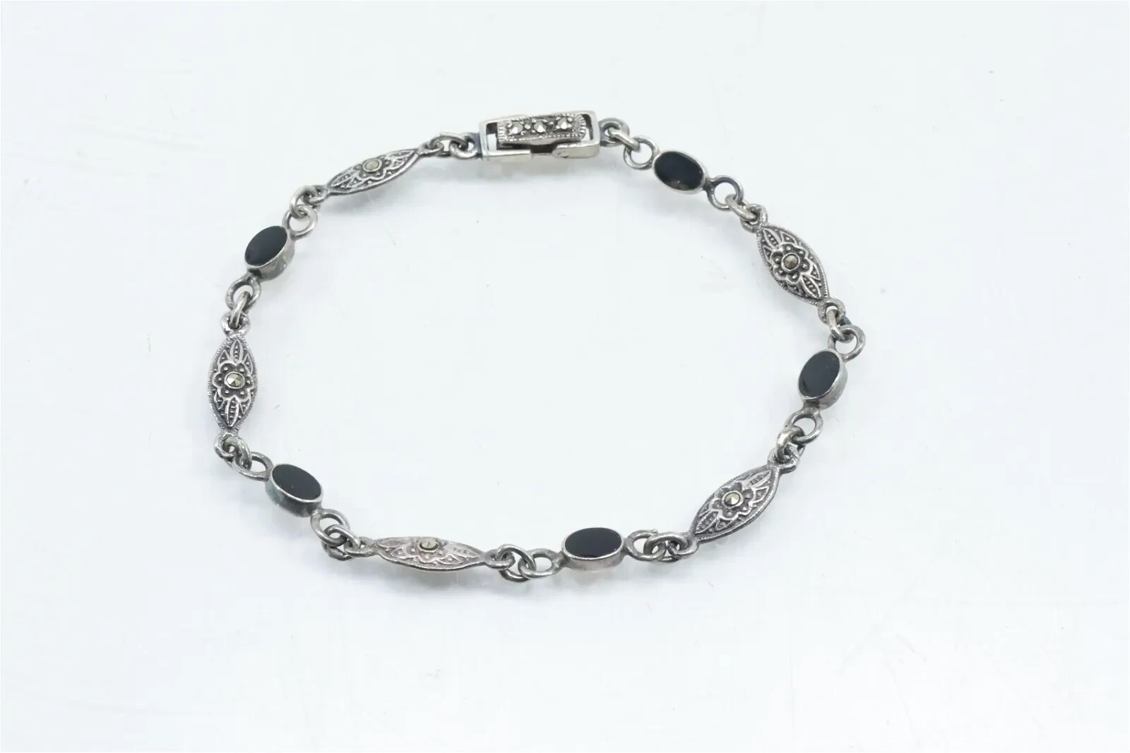 3 x Assorted Sterling Silver Bracelets: Black Ony… - image 2