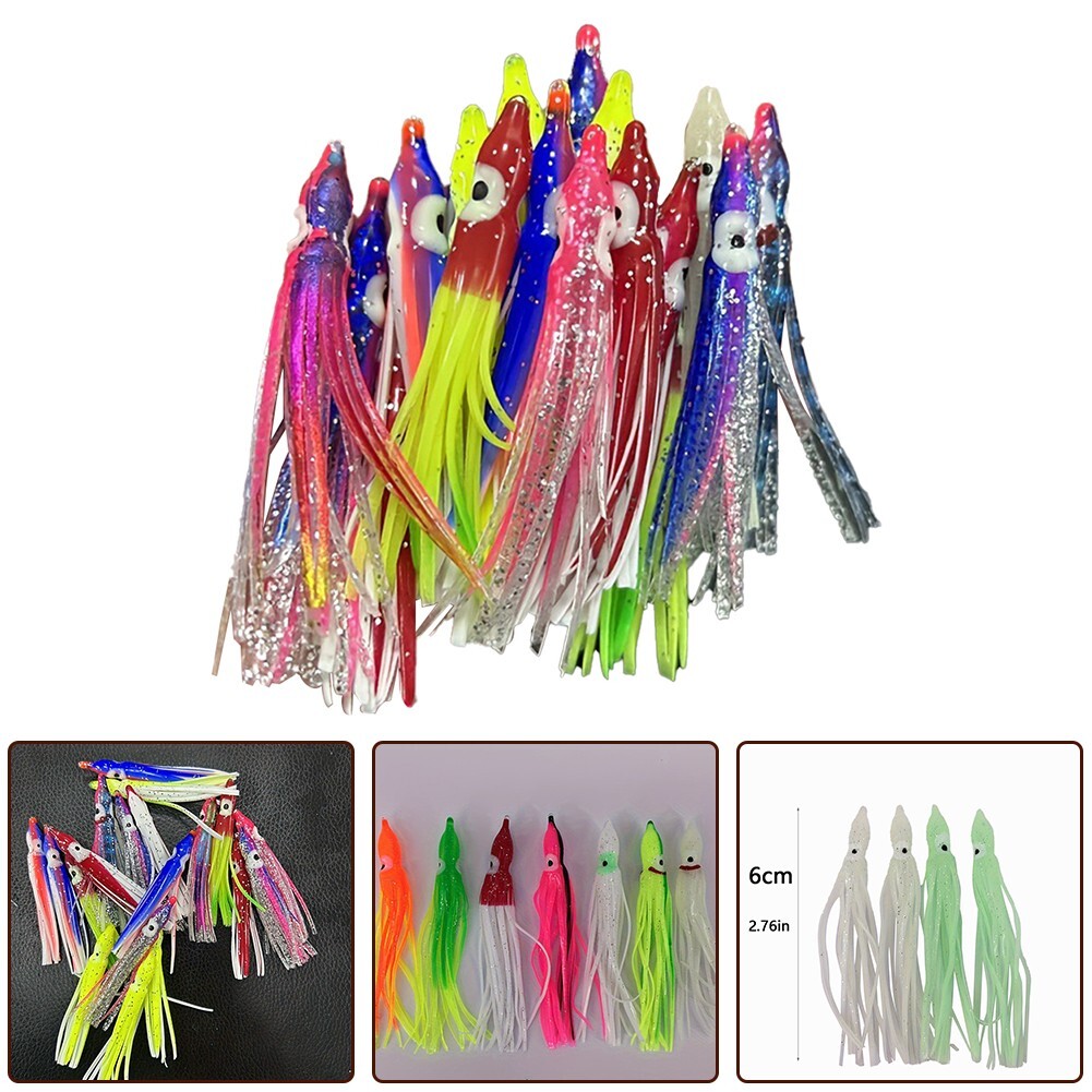 Esche Morbide Per Polipo 50 Pz/100 Pezzi Esche Per Gonna Di Calamari Polpo Esca Hoochies Esche Per Pesca A Traina Acqua Salata
