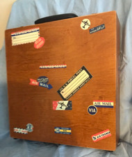 Paint ARTIST Box Wood w Handle Airmail and Hotel Stickers 13.5" Tall