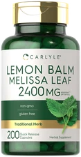 Lemon Balm Capsules | 2400mg | 200 Count | Melissa Leaf | Non-GMO | by Carlyle