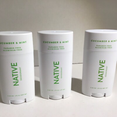 3-native Cucumber& Mint Deodorant, Aluminum Free, Paraben Free 2.65 oz Ea