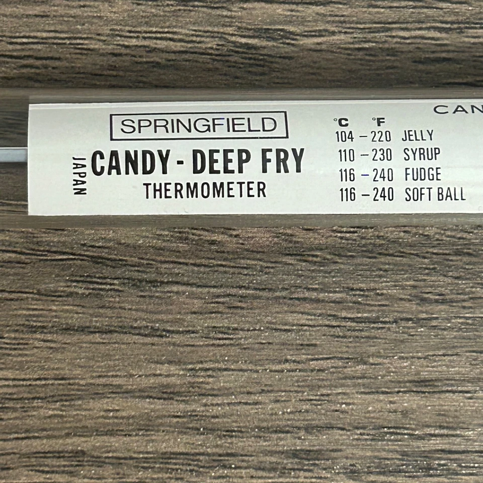 Vintage Springfield Candy Deep Fry Cooking Thermometer Temperature Safe 8" Glass - Image 3 of 4