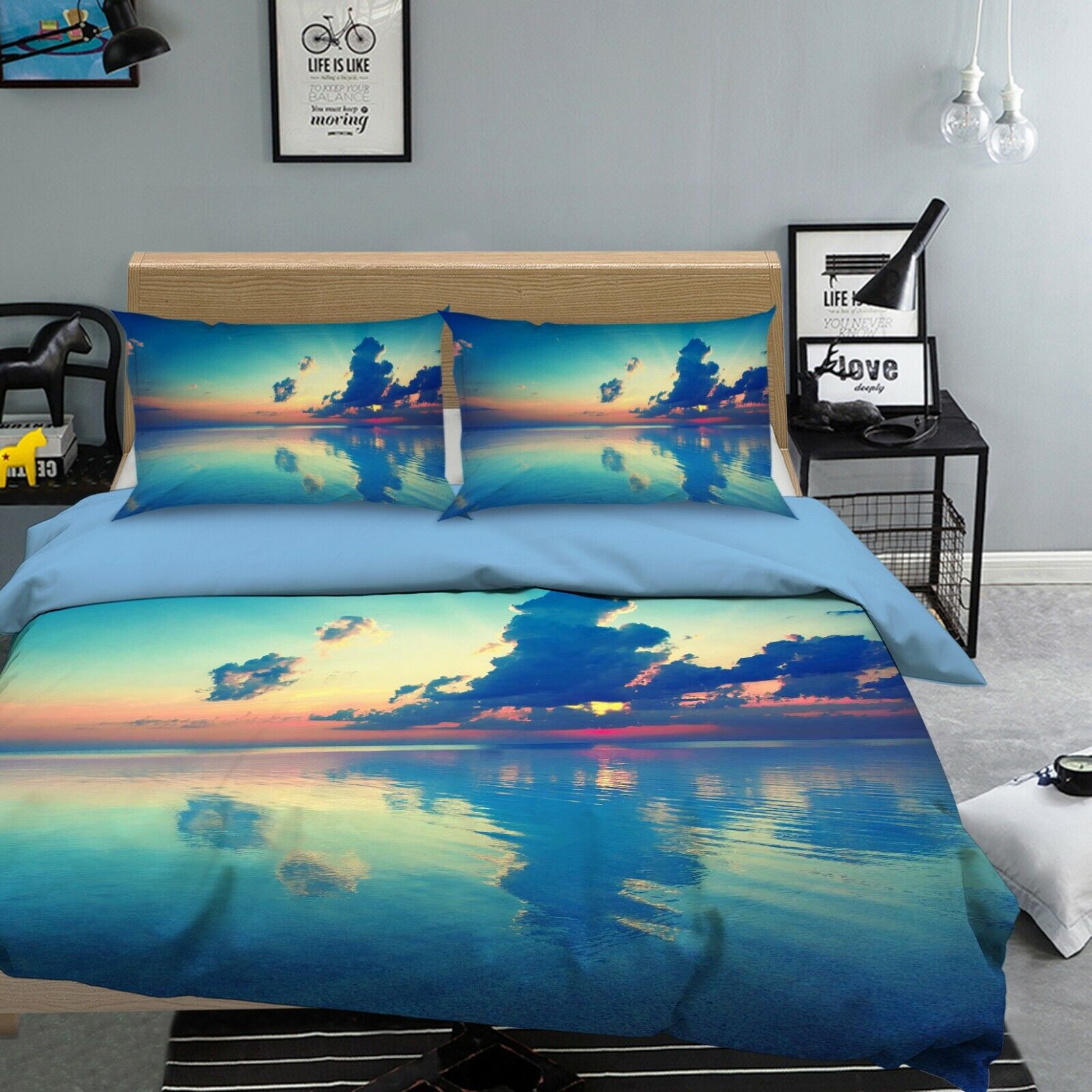 3D Blue Cloud ZHUB1696 Bed Pillowcases Quilt Duvet Cover Queen King Zoe Popularna wyprzedaż, HOT
