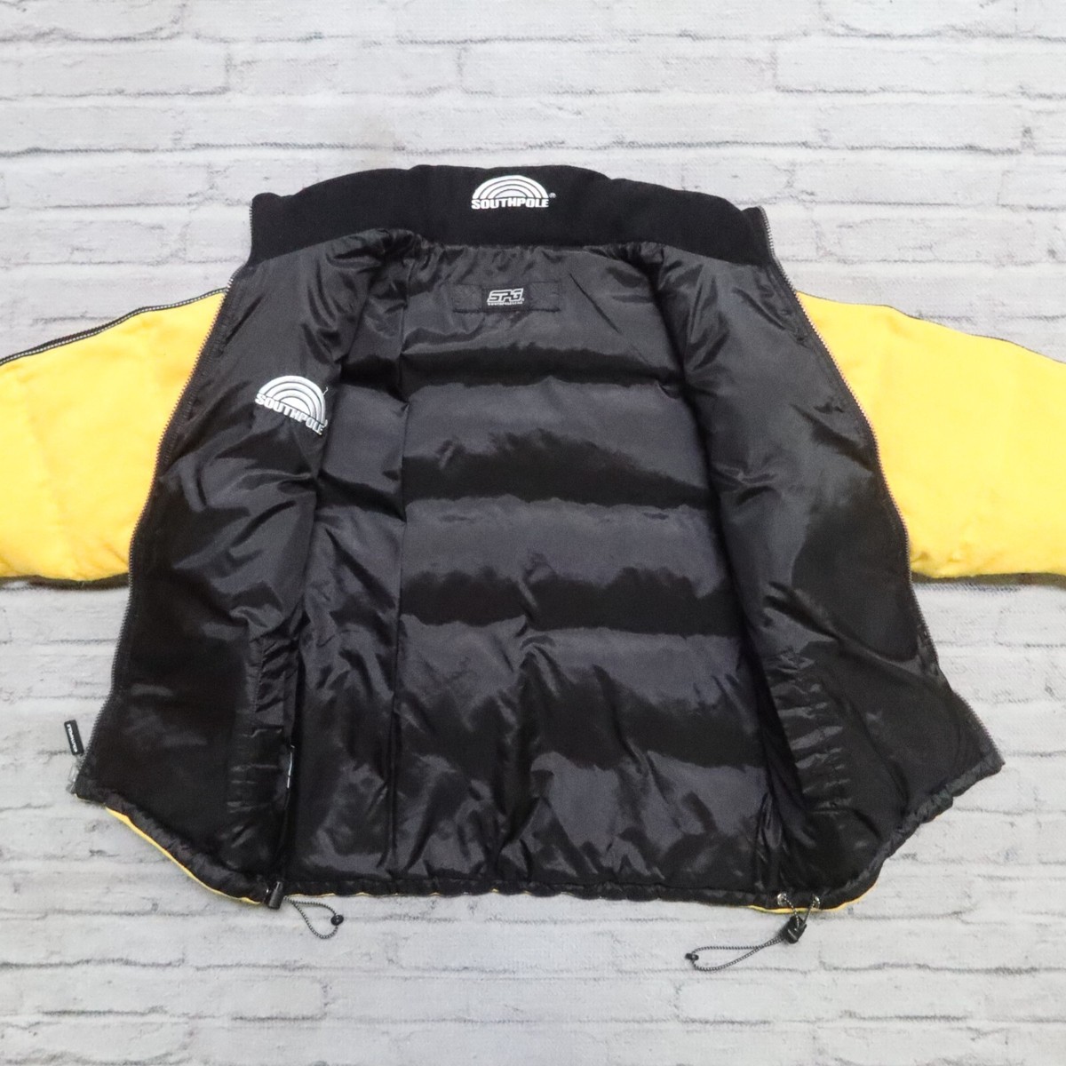 Vintage Y2K South Pole Quilted Puffer Down Jacket Size L Yellow