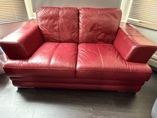 Red Leather 2 Seater Sofa
