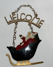 Vintage 1980's Christmas Welcome Sign with Santa 11" Long