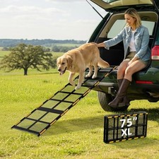 Wide Dog Ramp for Car 75  Long, Folding Outdoor Pet Up to 200 lbs - Outdoor
