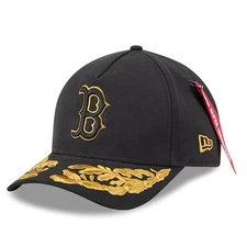 Men's New Era x Alpha Industries  Black Boston Red Sox A-Frame 9FORTY Adjustable