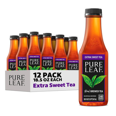 Pure Leaf Iced Tea, Extra Sweet, Real Brewed Tea, 18.5 Oz Bottles (Pack of 12)