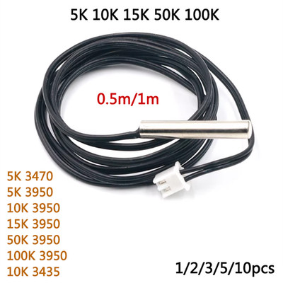 NTC Thermistor Temperaturfühler wasserdicht Fühler 3950 5*25mm 5 10 15 50 100K