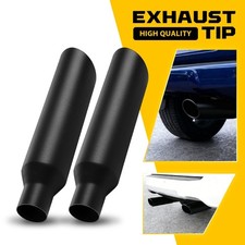 Pair Of Black Stainless Steel Exhaust Tips 2.5 Inch Inlet 4 Inch Outlet 18