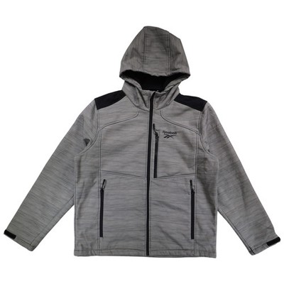 Reebok Mens Softshell Jacket Size L Grey Polyester Blend Hooded Chest Pocket