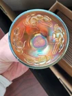 Scarce & Pretty Fenton Carnival Glass Aqua Kittens Pattern Cerial Bowl