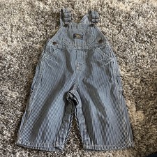 EUC OshKosh B'gosh Overalls Hickory Railroad Engineer Vestbak Denim Bibs 12Mo
