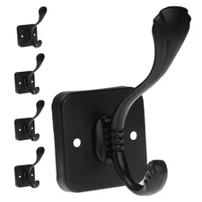 5 PCS Matte Black Wall Mount Coat Hooks Towel Hook for Bathroom with Screws