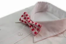 Boys Baby Pink With Hot Pink Large Polka Dots Patterned Bow Tie