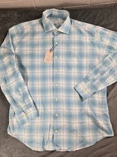NWT Peter Millar Shirt Mens Extra Large Gingham Check Button Blue Lynden New