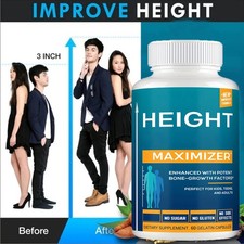 Height Growth Maximizer, Calcium, Vitamin D3 and Zinc Blend Pills, 60 Capsules