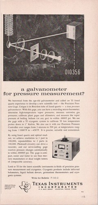#ad Texas Instruments Vintage 1963 Print Ad Precision Pressure Gage Galvanometer $14.99