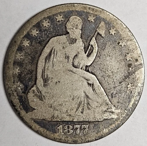 1877 S San Franscisco Seated Liberty Silver Half Dollar 50 Cent M010