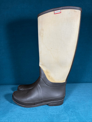 Hunter Lady N Rain Tweed Brown Tall Rain Boots Size 7 Women s