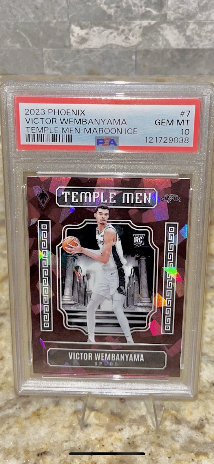 2023-24 Panini Phoenix Temple Men 👽Victor Wembanyama #7 Maroon Ice /275 PSA 10