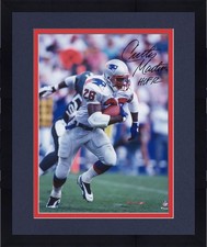 Framed Curtis Martin Patriots Signed 16x20 White Vertical Rushing Photo w/Insc