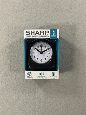 Sharp Quartz Analog Alarm Clock Black