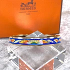 Vintage Hermes Bangle Bracelet Brazil Blue Enamel with Gold Rim 65 with Case