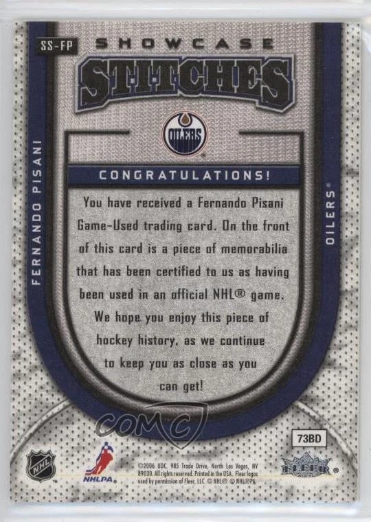 2006-07 Flair Showcase Showcase Stitches Fernando Pisani #SS-FP - Image 2 of 2