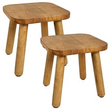 Small Wooden Step Stool 9 Inch, Holds 300 Lbs - Non-Slip Footrest for Bathroom