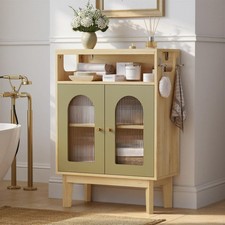 Bathroom Storage Cabinet, Small Cabinet with 2 Doors and Adjustable Shelf, Fr...