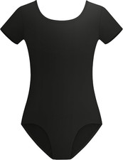 Ballet Leotards for Girls Short Sleeve Gymnastics Dance Outfit 2-16Y Scoop Nec