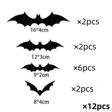 12Pcs Hanging Bats Halloween Outdoor Decor Large Flying Plastic Bats 3 Sizes Han