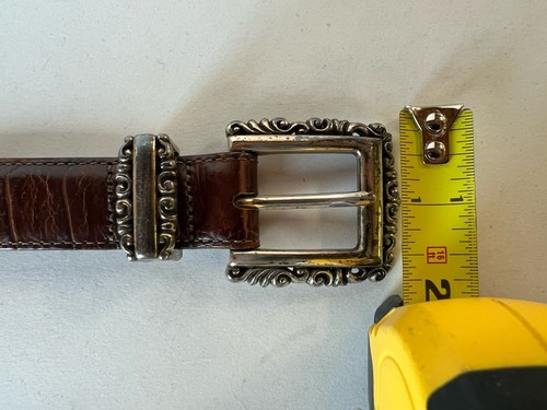 Vintage 1996 Brighton Concho Western brown croc leather silver sz L rodeo 90s - Picture 14 of 19