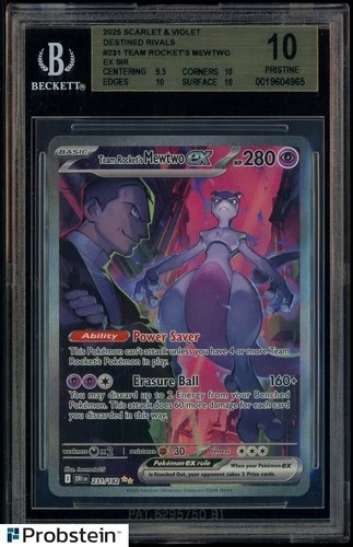 2025 Pokemon Scarlet Violet Destined Rivals Team Rocket's Mewtwo ex #231 BGS 10