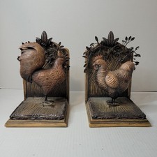 Chicken Rooster Bookends Home Farm Ranch Coun...